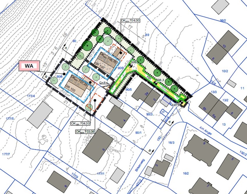 Ausschnitt aus dem Bebauungsplan Törwang Am Anger