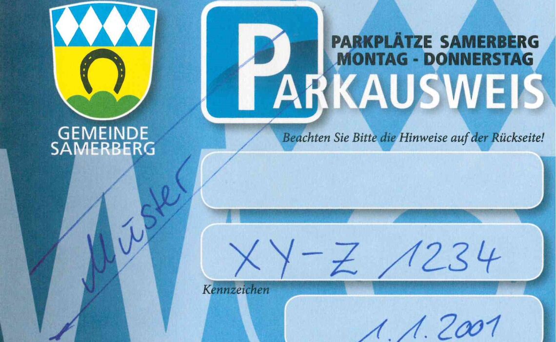 Werktagsparkausweis Samerberg